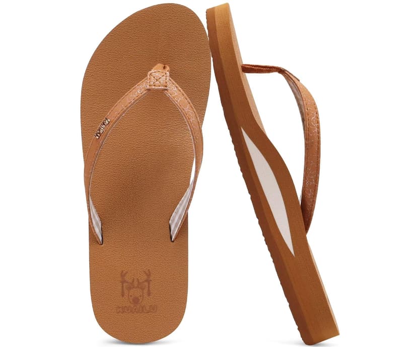 KuaiLu Womens Arch Support Flip Flops Comfortable Yoga Mat Slip on Summer Beach Walking Thong Cushion Sandals