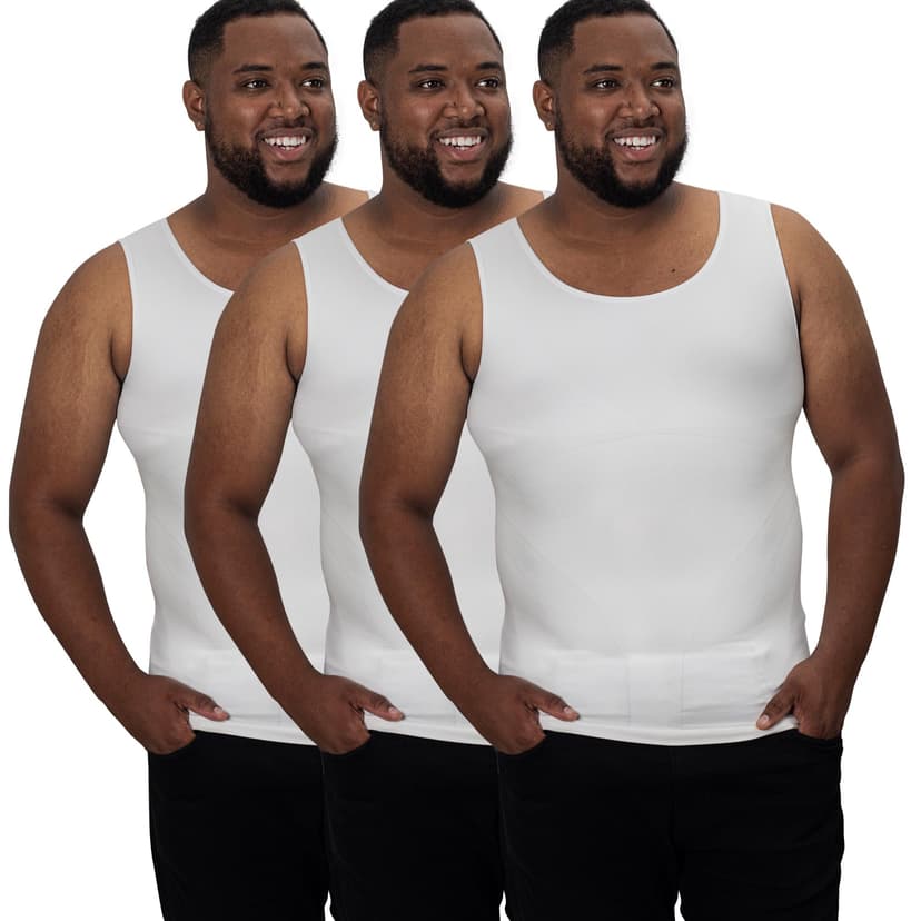 QORE LOGIQ Gynecomastia Compression Shirts for Men | Men's Compression Tank Top to Hide Fat, Tummy Control, Sleeveless Slimming Undershirts, Body Shaper for Men, Big and Tall
