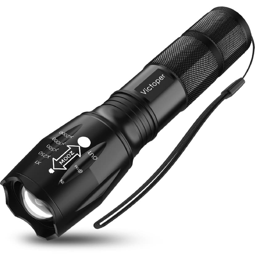 Victoper LED Flashlight 1 Pack, Bright Tactical Torch High Lumens with 5 Modes, Waterproof Zoomable Flash Light for Outdoor, No Battery Included