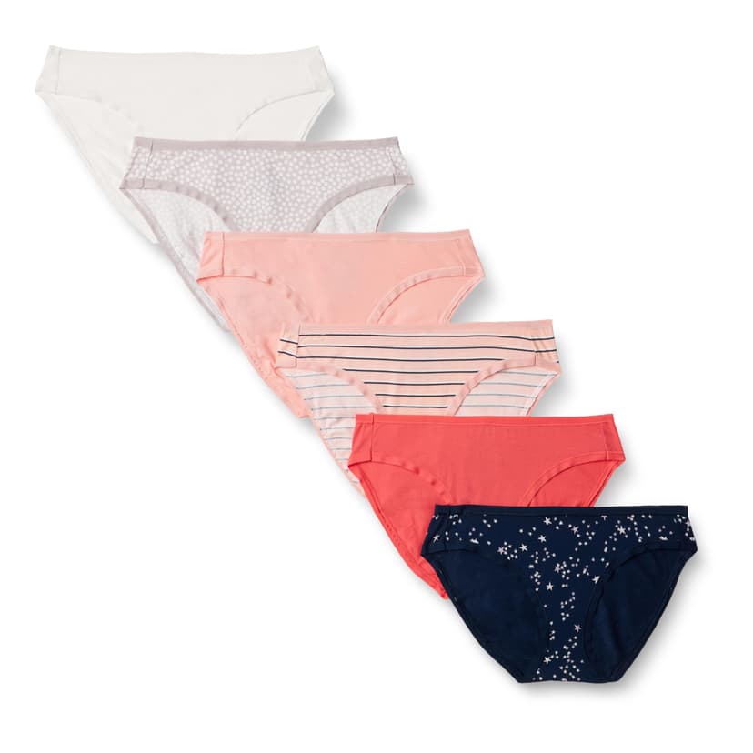 Amazon Essentials Women's Breathable Cotton Bikini Brief Underwear with Full Coverage, Multipacks