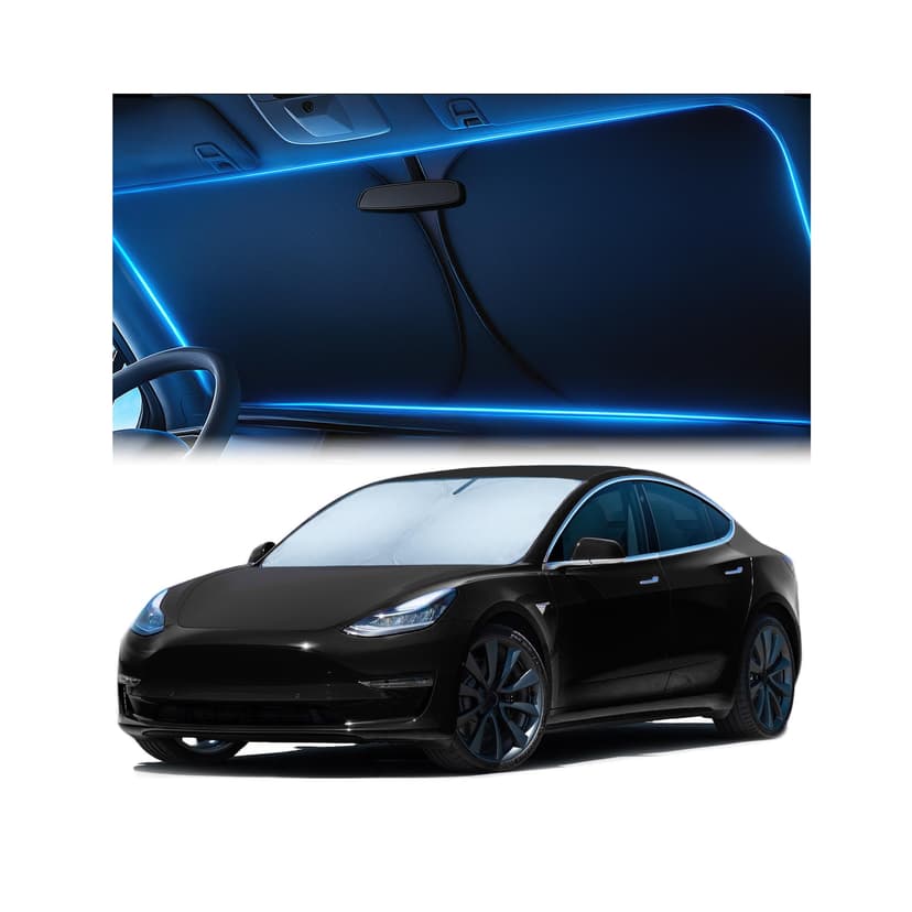 Magnelex Windshield Sun Shade for Tesla Model 3 and Model Y 2017-2026, Foldable Car Window Sunshade, Heat & UV Visor Cover, Reflective Front Shades Accessories