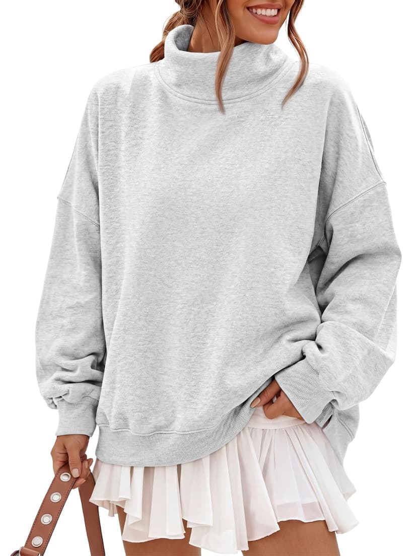 Trendy Queen Women’s Fleece Oversized Mock Neck Sweatshirts with Pockets | Fall Winter Soft Cozy Fleece Lined Side Split Pullover, Maternity Basic Lounge Wear, Casual Work Cute Long Sleeve Tops