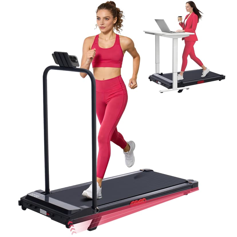 POTUPUS Walking Pad Treadmill with Incline and Handle Bar, 3.0HP Electric Under Desk Treadmill for Home Small Space, 0.6-7.6MPH Portable Mini Exercise Treadmills, 350LBS Capacity