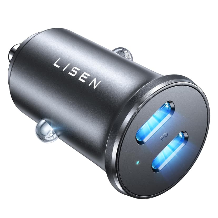 LISEN 90W USB C Car Charger USB C Fast Charge, 45W PD&QC 3.0 Fast Car Charger for iPhone 17 Pro Max 16 15 Pro, Cigarette Lighter USB Charger Adapter for Samsung S26 S25, Android [Metal&Mini] Sockets