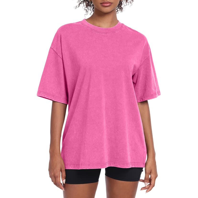 SnowElve Womens Washed Vintage Oversized T-Shirt Baggy Workout Tops Short Sleeve Cotton Tshirts Streetwear Boyfriend Tee