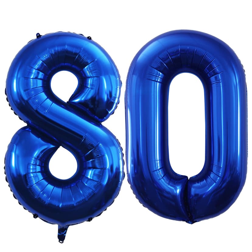 GOER Number 80 Balloons for 80th Birthday Party Decorations,42 Inch Jumbo Foil Helium Balloons for 80th Anniversary (Blue)