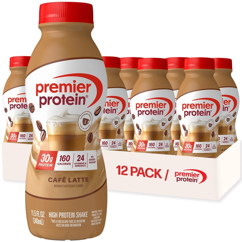 Premier Protein Shake, Café Latte, 30g Protein, No Added Sugar, 24 Vitamins & Minerals to Support Immune Health, Gluten-Free, 11.5 fl oz (12 Pack)