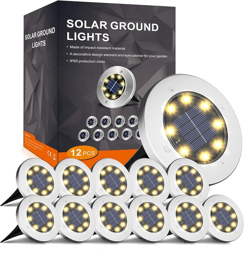 INCX 4.6 inch Solar Lights Outdoor Waterproof,12 Pack Solar Lights for Outside, Solar Garden Lights Landscape Lighting for Patio Pathway Lawn Yard Deck Driveway Walkway, Warm White