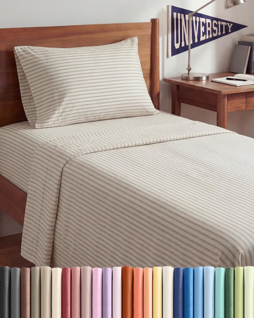Duvet Cover Twin/Twin XL - 2 Piece Set, College Dorm Room - Beige Stripes 2 | College Dorm Room Essentials, Duvet Cover 68" x 90" with 1 Pillow Sham w/ Zipper Closures & Ties, Soft, Comfy & Breathable