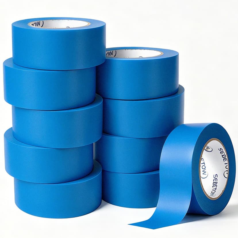 10Rolls Painters Tape 2 inch Wide Bulk Blue Masking Tape for Painting 55yds | UV Resistant Painters Tape for Home Projects Wall Trim Edge Indoor Outdoor No Residue Sharp Lines Wood Glass Metal 550 Yar