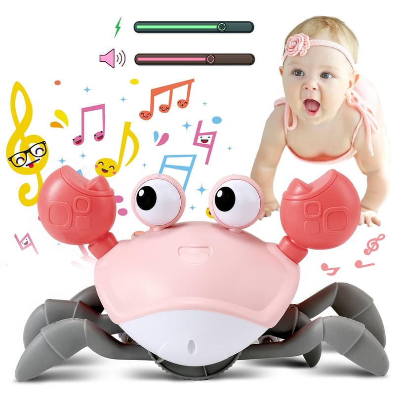 control future Baby Girl Toys Tummy Time: Pink Crawling Crab Babies Montessori Toy Learning 36 Months 3 Year Old Birthday Infant Girls Valentines Gifts Stuff 0 1 2 Essentials