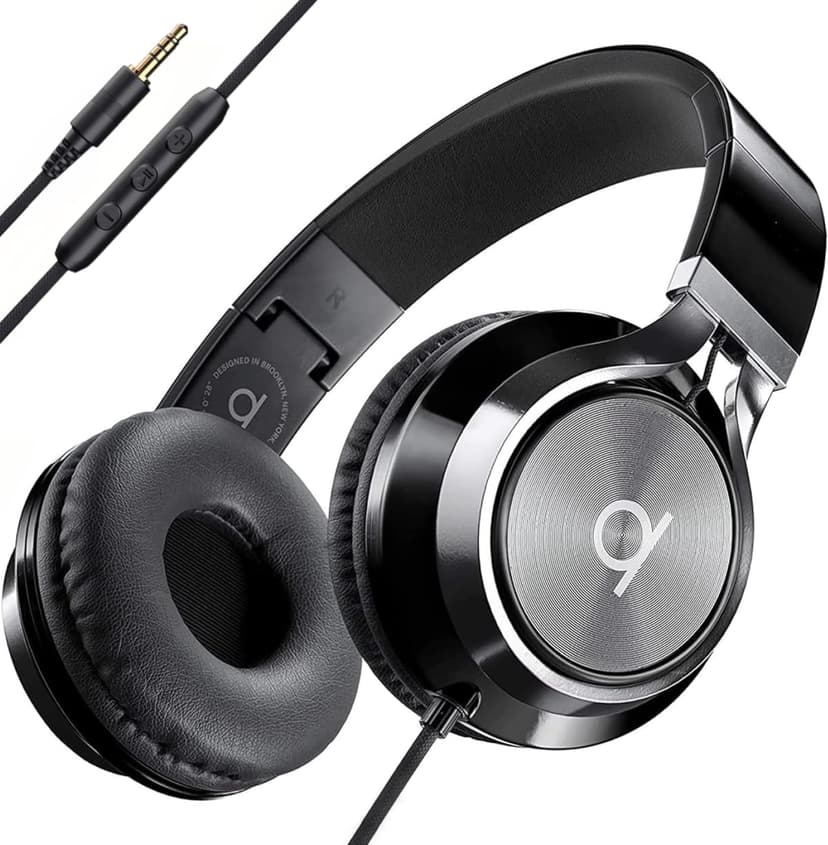 ARTIX CL750 Wired Headphones with Mic — Noise Isolating On-Ear Headphones for Computer and Laptop Wired, Plug in Corded Headphone with Wire (Foldable, Aux Jack 3.5mm)