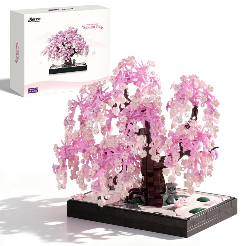 Wise Block Cherry Blossom Bonsai Building Set for Adults, Ages 18+, Pink Sakura Tree Artificial Plant for Home, Office or Bedroom Decor, Botanical Collection Gift for Birthdays & Holidays - 900PCS