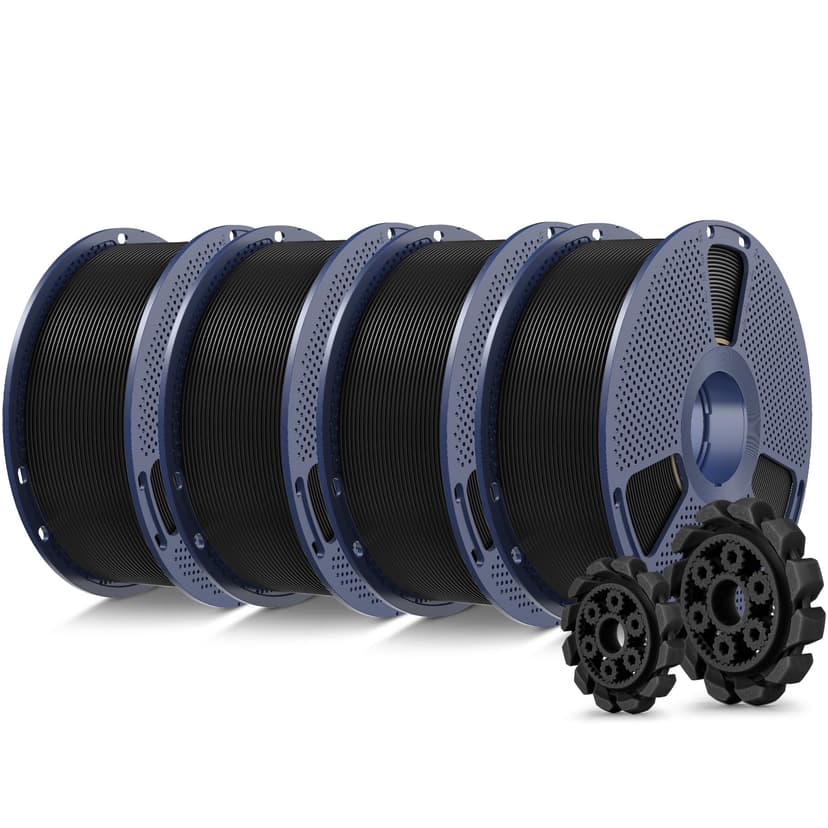 SUNLU PLA+2.0 3D Printer Filament, Black, 4-Pack (4KG) | Upgraded PLA+ Filament 1.75mm, Tougher & Stronger, Neatly Wound, +/-0.02mm Accuracy, Individually Vacuum Packed