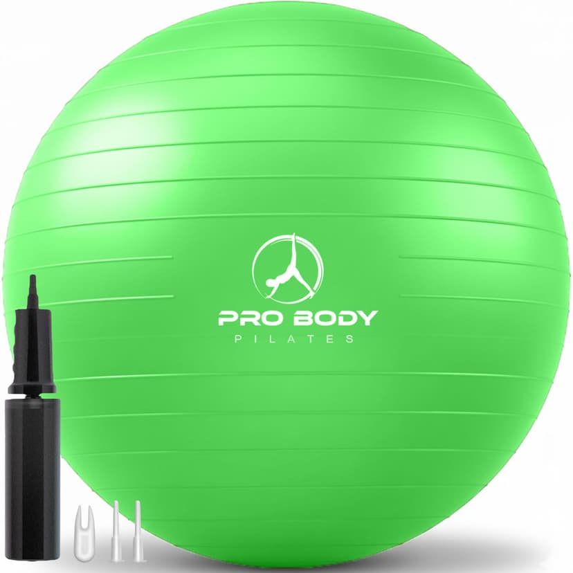 ProBody Pilates Yoga Ball - Gym Grade Exercise Ball | Sizes 45/55/65/75/85 cm, 880 lb Load, CA 10P Cert, PT & Prenatal Use, Recommended by OBs, Pump