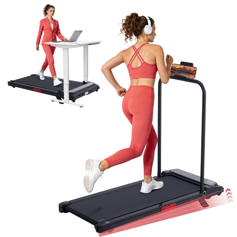 Walking Pad Treadmill with Handle Bar and Incline, 3.5HP Electric Small Treadmills for Home Small Spaces, 0.6-10MPH Portable Mini Treadmills for Home Exercising, Compact Treadmill with Handles, 400LBS