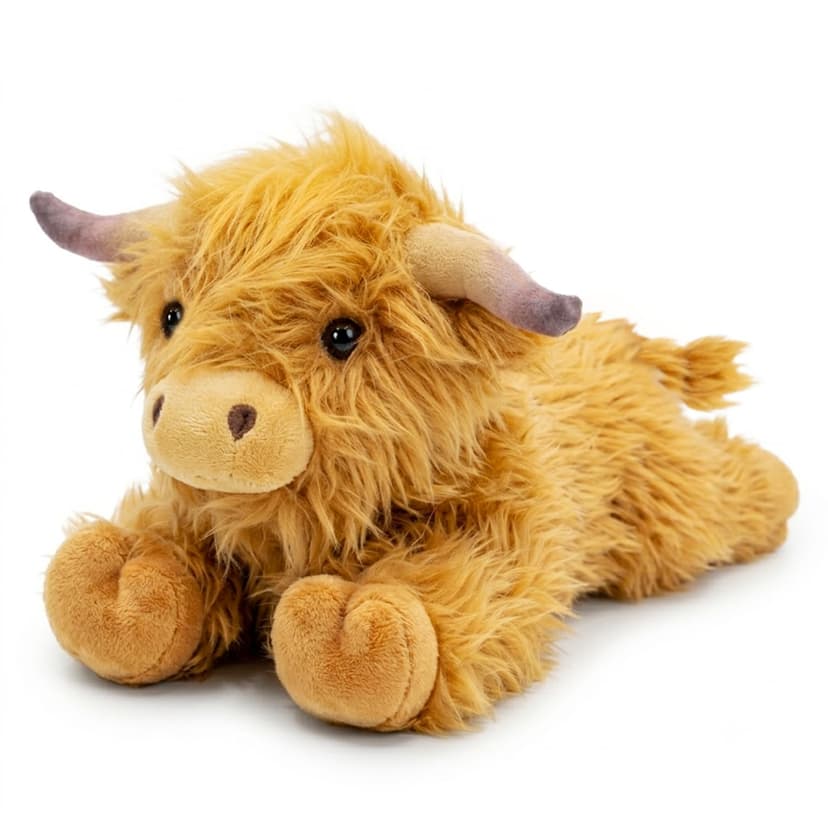 Highland Cow Microwavable Stuffed Animal – 1.5 lb Unscented Heating Pad Plush, Soft Cozy Cute Cow Toy for Relaxation and Comfort, Gift for Women, Girls, Adults & Kids by Happy Fuel