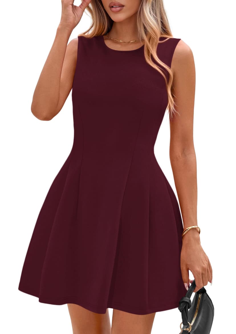 PRETTYGARDEN Summer A Line Dresses for Women Elegant Classy | Sleeveless Tank Top, Fit and Flare Graduation Party Dress, Business Casual Work Clothes, Spring Short Cocktail Date Outfits