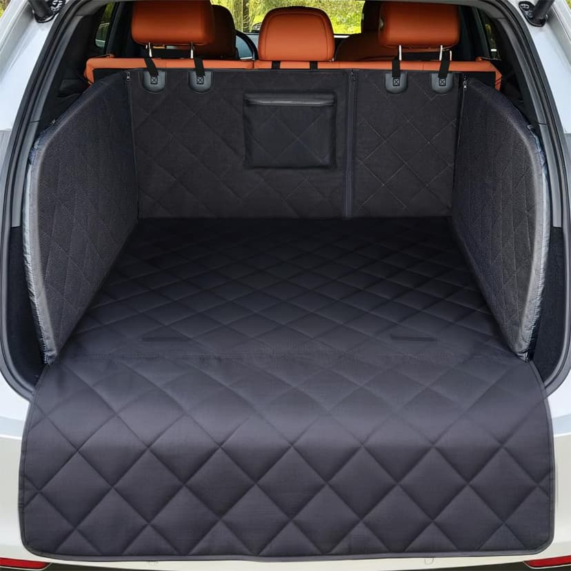 REEVAA SUV Cargo Liner for Dogs, Full Coverage Non-Slip Cargo Cover with Cushioned Sides to Protect Your Dog, Waterproof & Durable, Machine Washable Trunk Protector Mat (L, Black)