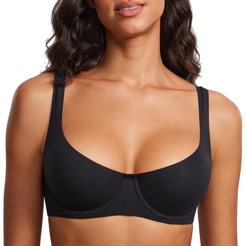 DOBREVA Women's Unlined Balconette Bra Scoop Neck | COMFANCY collection, Underwired, Adjustable Wide Straps, Double Layer Cup,Plus Size, Smooth