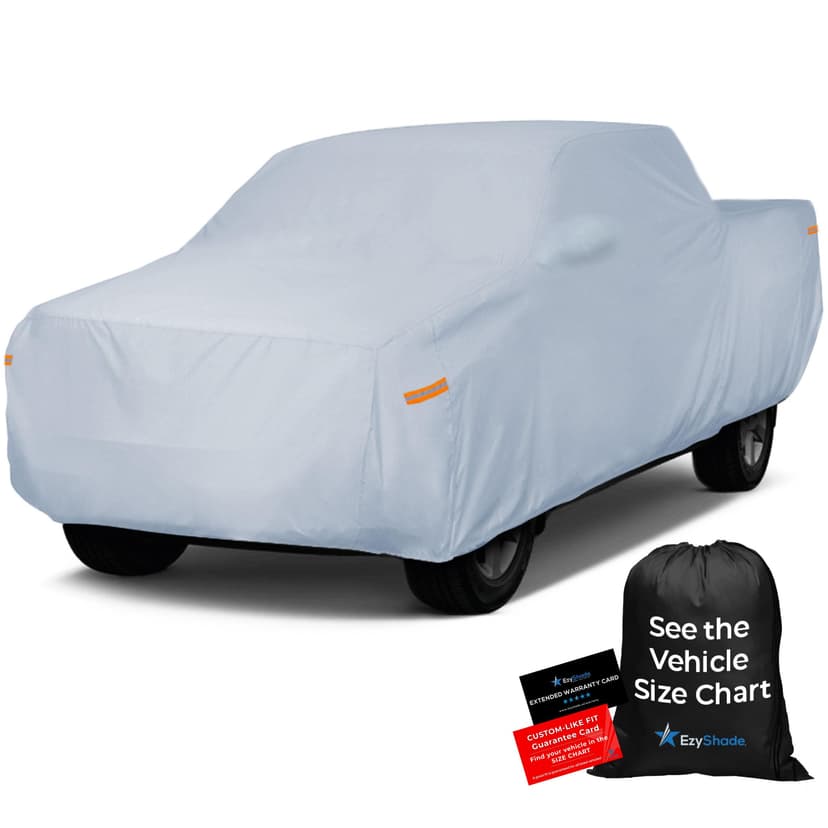 EzyShade 10-Layer Truck Cover Waterproof All Weather. See Vehicle Size-Chart for Accurate Fit. Full Outdoor Pickup Truck Covers for Silverado F150 RAM 1500. Sun Wind Rain. Size T4 (See SizeChart)