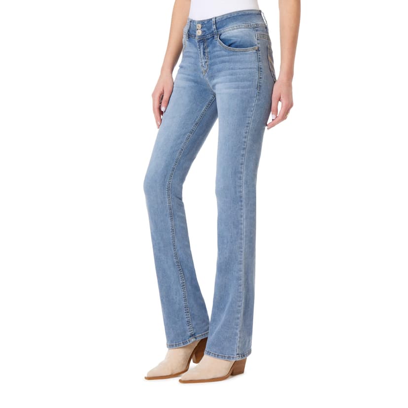 WallFlower Luscious Curvy Bootcut Jeans for Women, Mid-Rise Insta Stretch Denim, Size-Inclusive Juniors Jeans