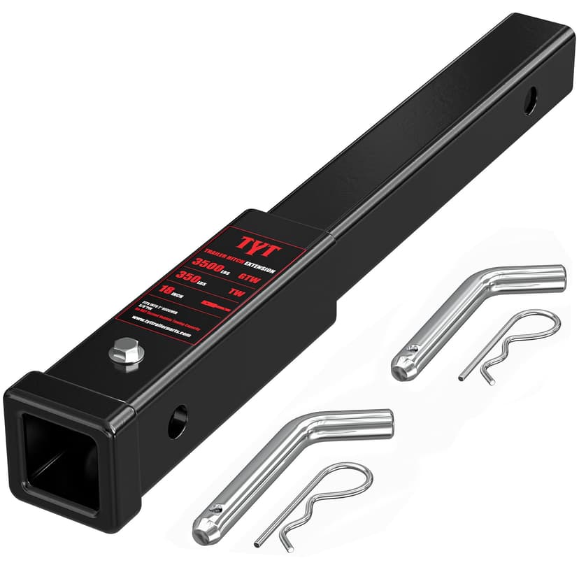 TYT Trailer Hitch Extension 18" inch, Trailer Extender for 2-inch Receiver with 5/8" Advanced Hitch Pin, 3500 lbs GTW / 350 lbs TW