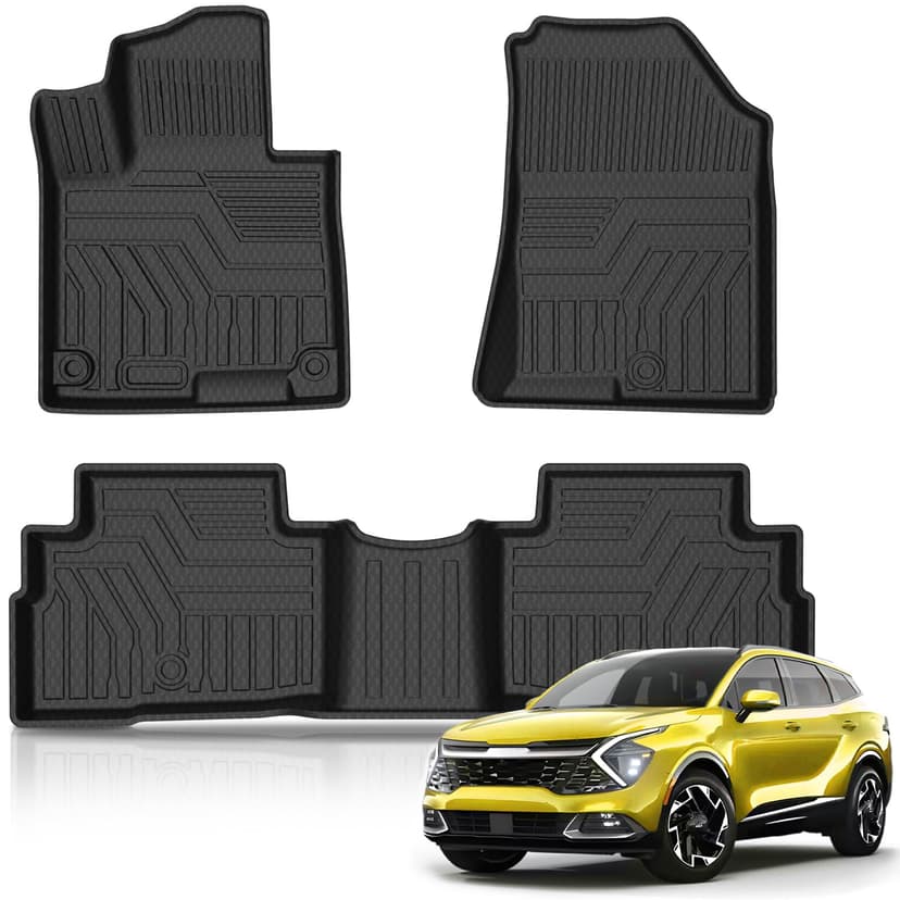 KUST Floor Mats for 2023-2026 2027 Kia Sportage Accessories (Hybrid Only) | (Not for Gas or PHEV) Front Rear Car Mats, All Weather Protection, TPE Rubber, Raised Edge