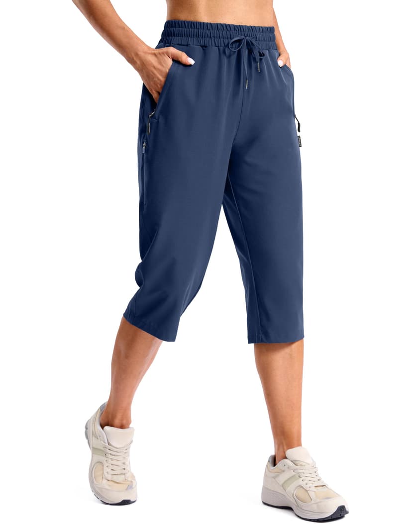 SANTINY Women's 13''/ 15"/ 17'' Long Hiking Shorts with Zipper Pockets Lightweight Quick Dry Below The Knee Capris for Women