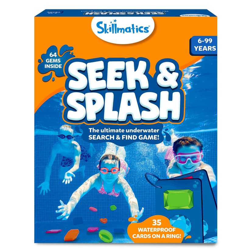 Skillmatics Pool Toys - Seek & Splash, Search & Find Water Game, Swimming Pool Dive Toy for Kids, Summer Fun & Gifts for Boys & Girls Ages 6, 7, 8, 9, 10, 11 & Up, Includes 64 Colorful Gems