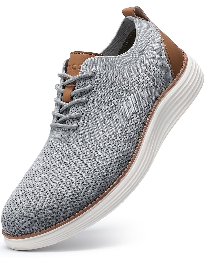 VILOCY Men's Casual Dress Sneakers Tennis Walking Shoes | Lace-Up Breathable Lightweight Comfortable Office Knit Mesh Oxfords Work&Weekend Shoes