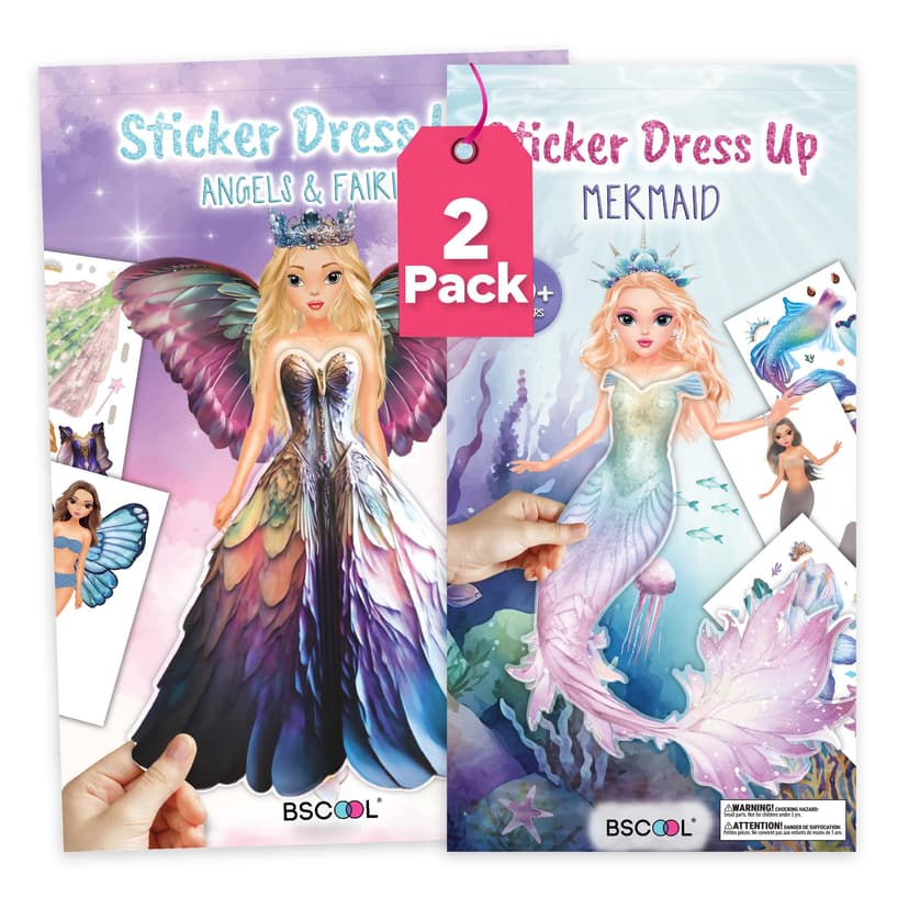 BSCOOL Sticker Book Girls Angels Fairies Mermaids Paper Doll 2-Pack