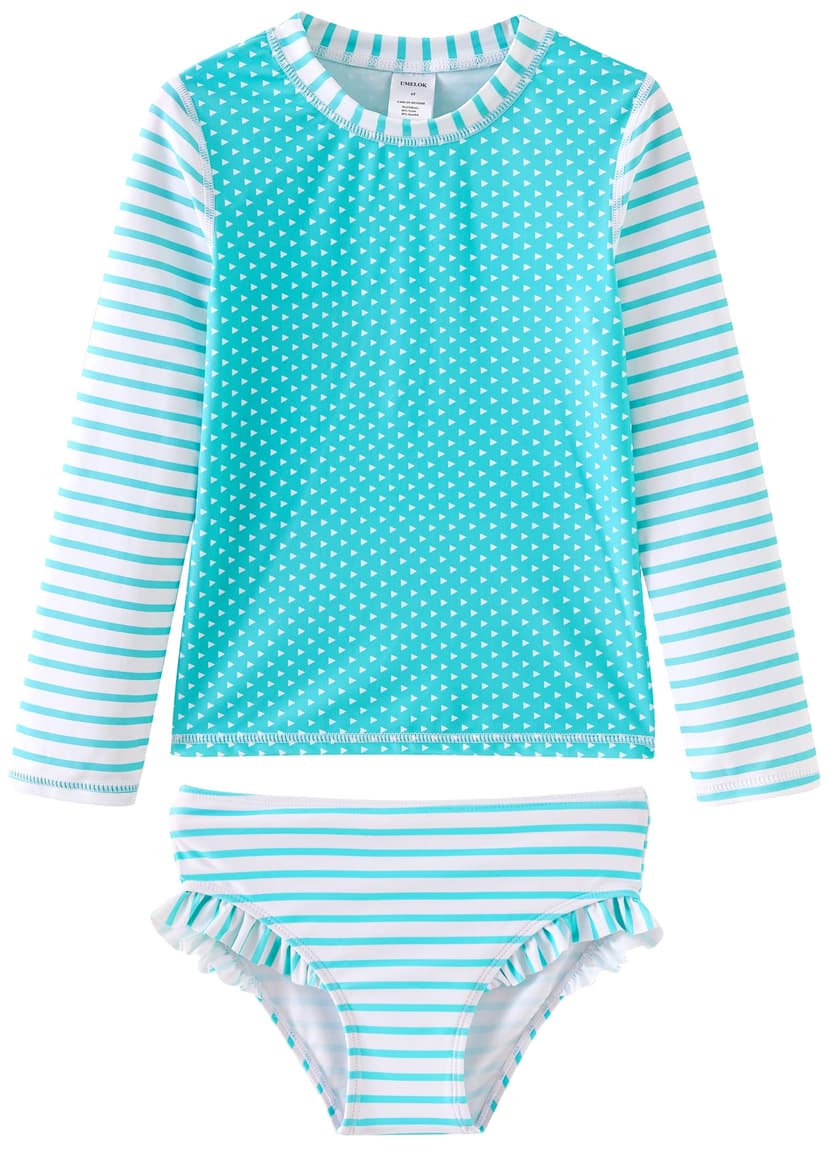 UMELOK Toddler and Little Girls Rash Guard Sets with Bikini Bottoms Swimwear