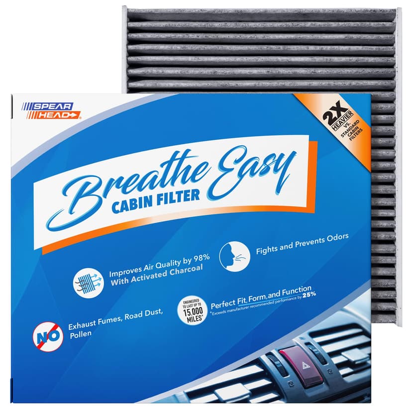 Spearhead Odor Defense Breathe Easy AC & Heater Cabin Air Filter (BE-157) | Fits Select 2016-2025 Toyota, Lexus, Subaru, 2016-2023 CX-9 Like OEM | Up to 25% Longer Lasting w/Activated Carbon