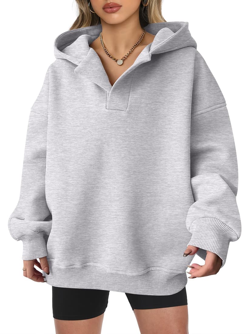 ANRABESS Hoodies for Women Oversized V Neck Sweatshirts | 2026 Fall Fashion Outfits,Loose Fit Fleece Long Sleeve Pullover,Aesthetic Cute Comfort Travel Hoodie,Y2K Teen Preppy Clothes