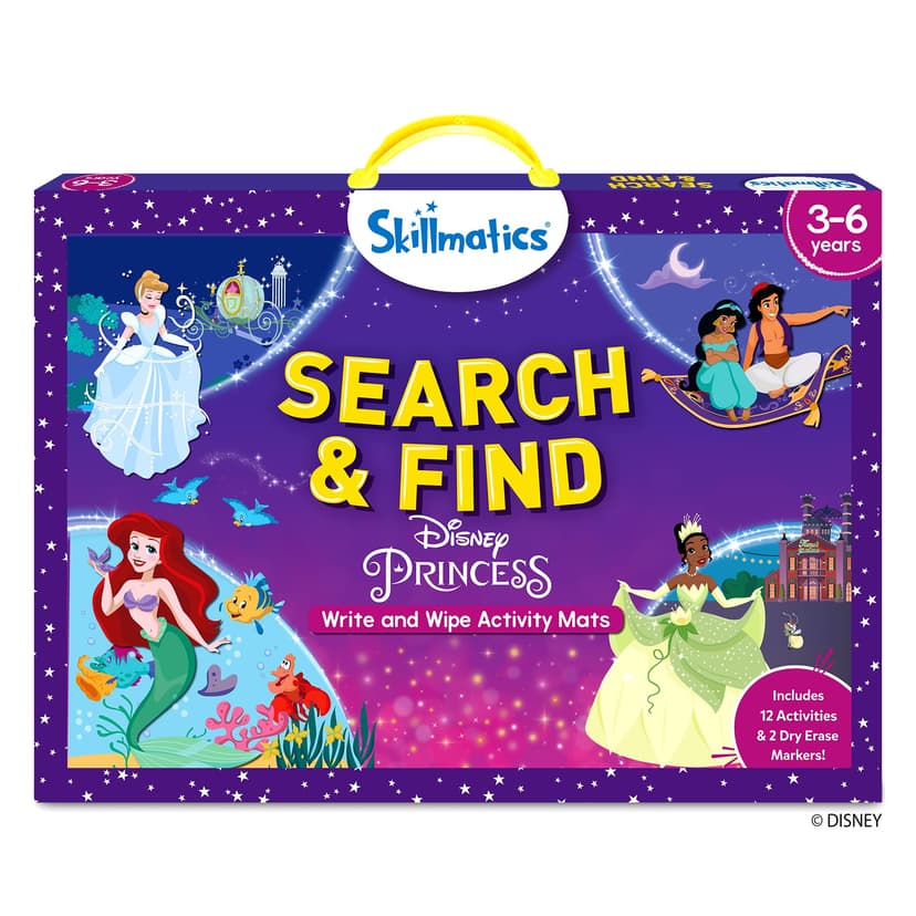 Skillmatics Search and Find Preschool Toy – Disney Princess, Gift for Kids | Write & Wipe Mats, Back to School, Learning & Educational Toy, Handwriting Aid, Toddlers & Kids, Arts & Crafts, Ages 3, 4,