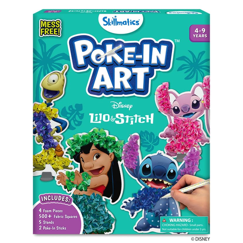 Skillmatics Poke-in Art – Lilo & Stitch, Wood Craft Kit, Gift for Kids | DIY Mess-Free Room Decor, Fine Motor Skills, Screen-Free Fun, Travel Activity, Girls & Boys Ages 4, 5, 6, 7, 8, 9
