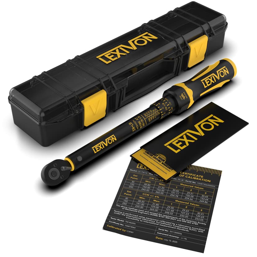 LEXIVON Torque Wrench, 1/4-Inch Drive, Dual Scale 30-250 IN-LB (3.4-28.2 N·m), Premium Rubber-Grip Handle, Deluxe Hybrid Case (LX-TW14)