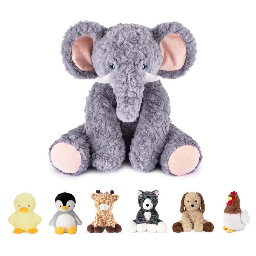 Niuniu Daddy Weighted Stuffed Animal, 14 in 3.5 lbs, Elephant Calming Plush | Heavy sensory lap pad, lying body pillow for sleeping, machine wash, huggable plushies, soothing gift for kids and adults