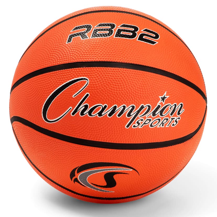 Champion Sports Rubber Basketballs – Durable Indoor & Outdoor Training & Recreational Game Balls, Multiple Sizes & Colors