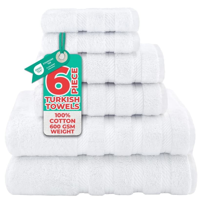 American Soft Linen 100% Cotton Luxury Turkish Towels, 6 Piece Towel Set | Soft Absorbent Quick Dry OEKO Tex Standard 100 Certificated Durable Machine Washable Premium Hotel Quality