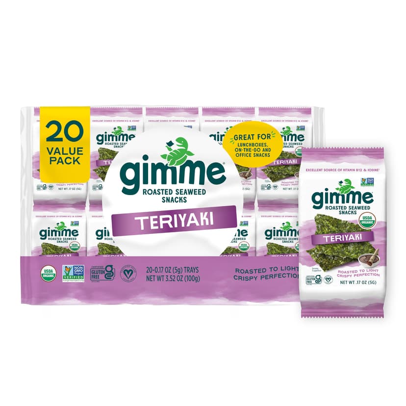 Gimme 20 CT Teriyaki Organic Roasted Seaweed Snacks, 5g, 0.17oz