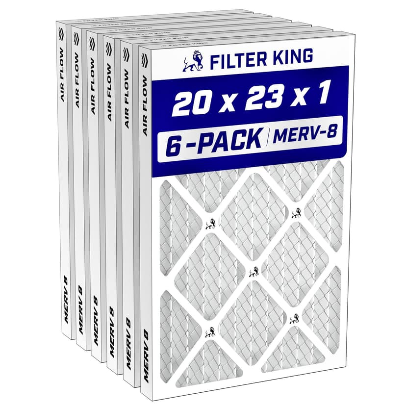 Filter King 20x23x1 Air Filter MERV 8, AC Furnace Filters (6-Pack) | Dust & Allergy Control (Actual Size: 19.5 x 22.5 x .75)