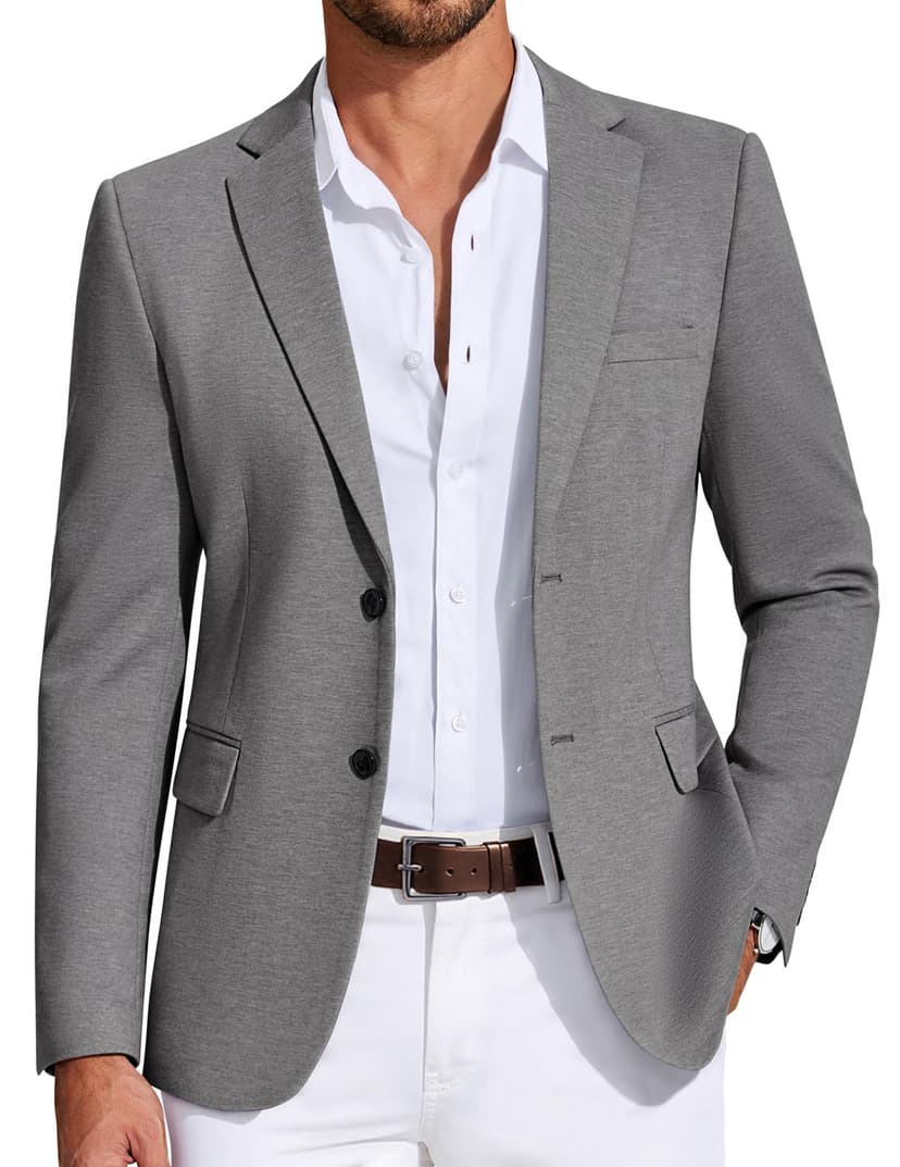COOFANDY Mens Casual Blazer Knit Sport Coat Lightweight Two Button Suit Jacket