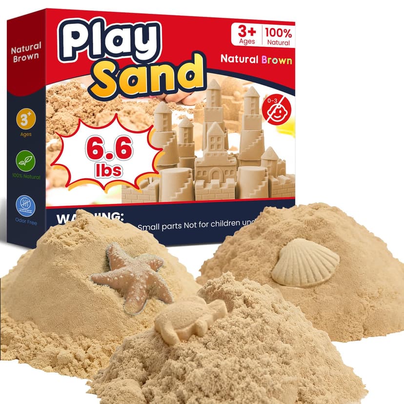 FURWEY Play Sand,6.6lbs Natural Brown Sensory Sand,Kids Shaping Molding | Suitable for Children Shaping, Squeezing and Molding, Natural Brown Sensory Play Sand, Without Molds