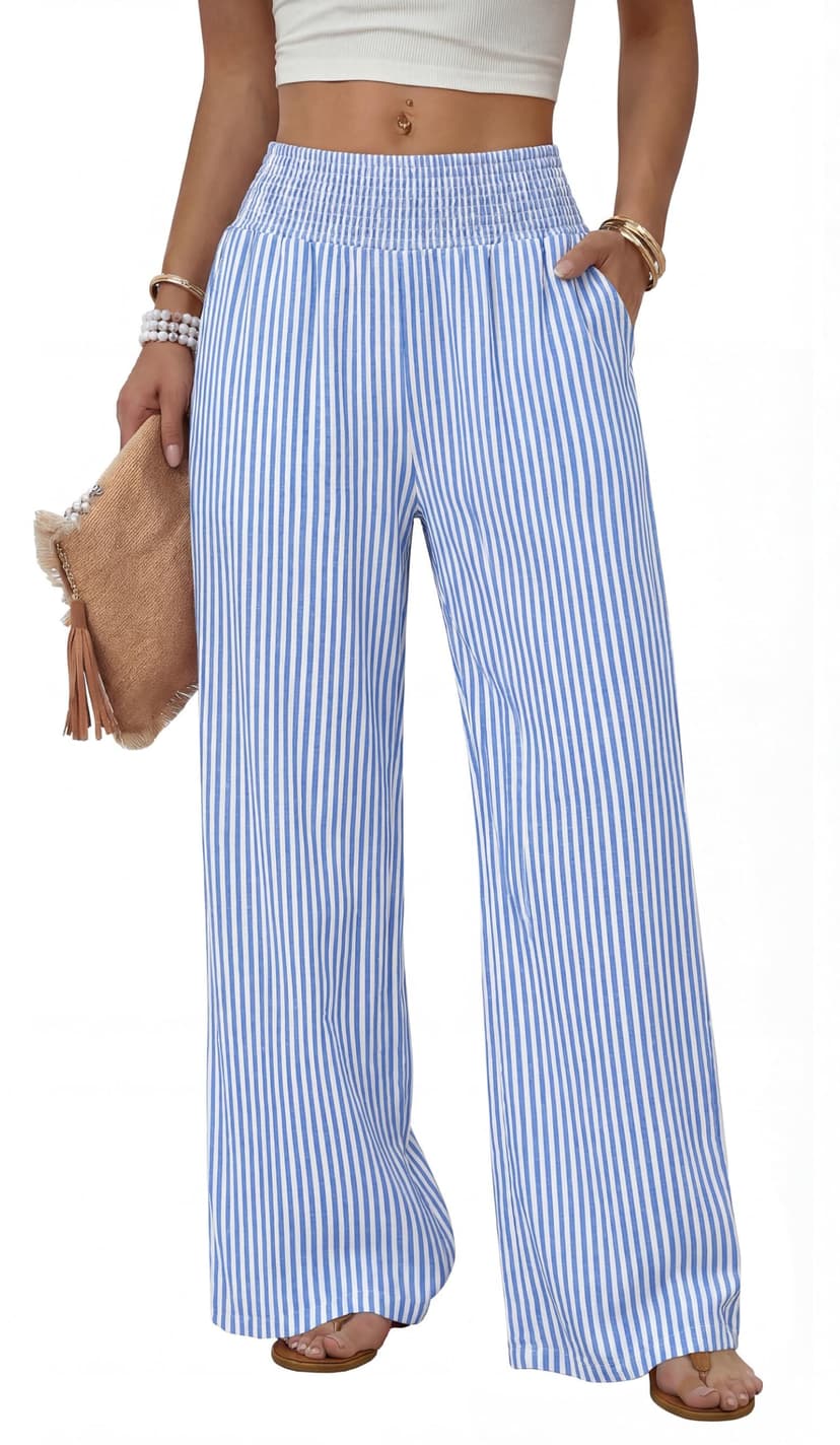 Sampeel Wide Leg Pants Woman High Waist Trousers with Pockets Casual Lounge
