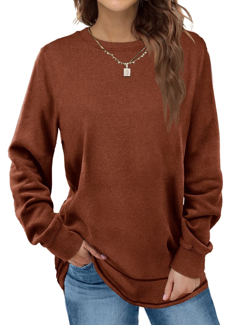 Dofaoo Sweatshirts for Women Crewneck Long Sleeve Shirts Fall Tunic Tops | Winter Clothing, Fashion, Trendy, Casual, for Leggings