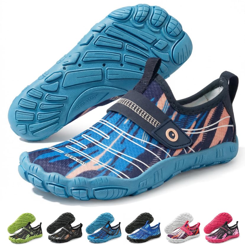 SEEKWAY Barefoot Water Shoes for Kids - Wide Toe Box and Quick-Dry Sand Shoes Toddler for Hiking Swim Beach Pool Kayak Sport Accessories, Camping Essentials Must-Haves for Boys Girls Sizes