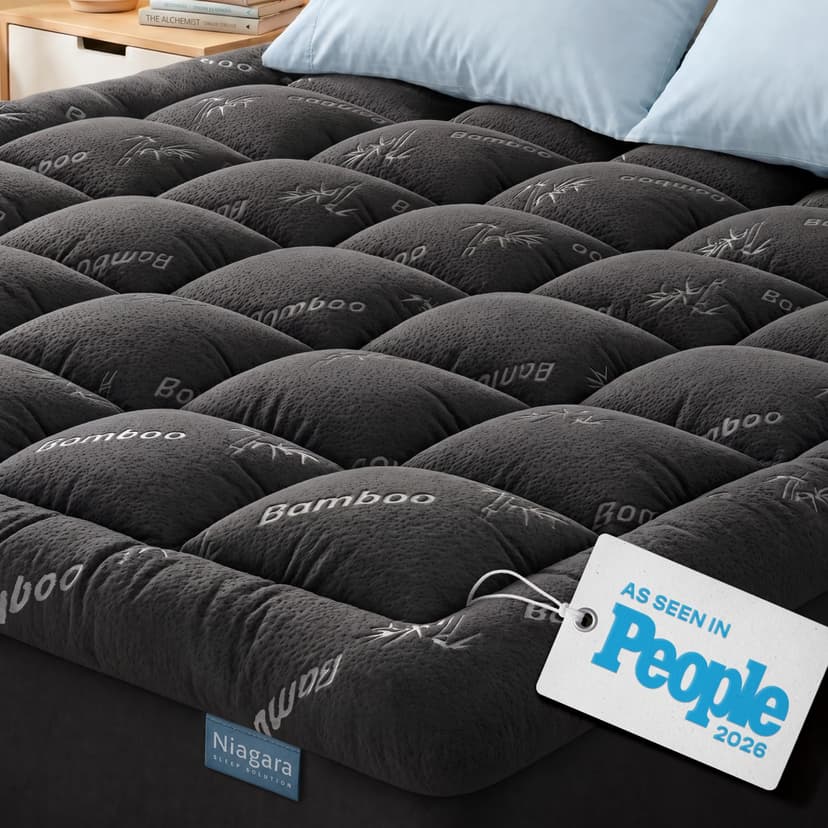 Niagara Sleep Solution Ultra Soft King Size Mattress Topper - Rayon Derived from Bamboo Pillow Top Mattress Pad for Back Pain Relief - Naturally Cooling for Hot Sleepers, Dark Gray