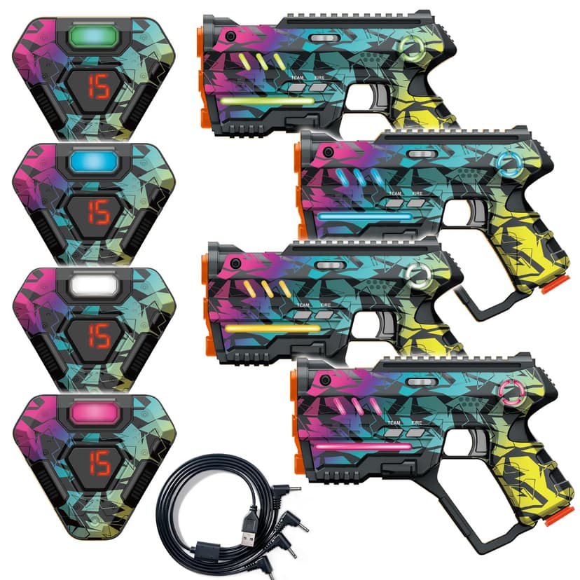 Rechargeable Laser Tag Set of 4, Lazer Tag Game for Kids Indoor & Outdoor Play, Gift Ideas for Kids Teens and Adults, Cool Toys for Teenage Ages 8 9 10 11 12+Year Old Boy & Girls